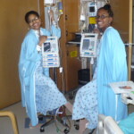 We were "pole dancing" with our IVs. We're a mess together. After Kidney Transplant