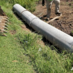 Two concrete culverts in ditch